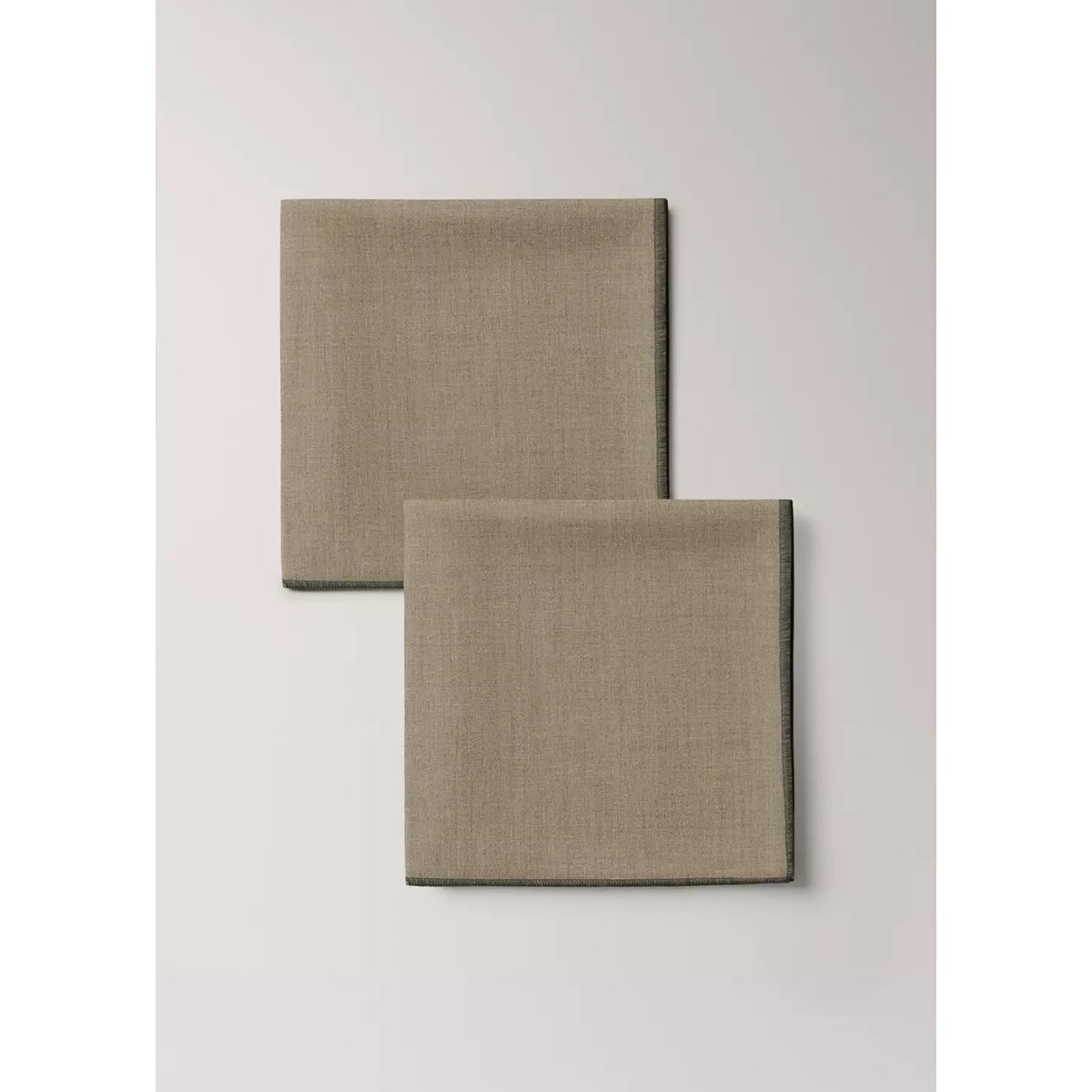 Serviettes de table en lin overlock contraste marron clair/pastel, MANGO HOME