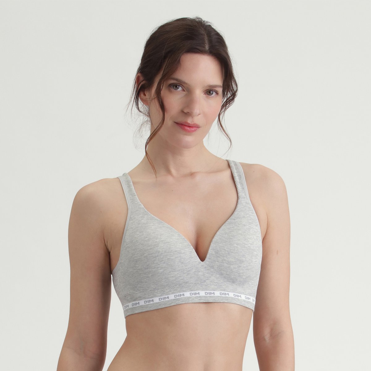 Soutien-gorge côtelé sans couture Icons Seamless gris chiné, DIM