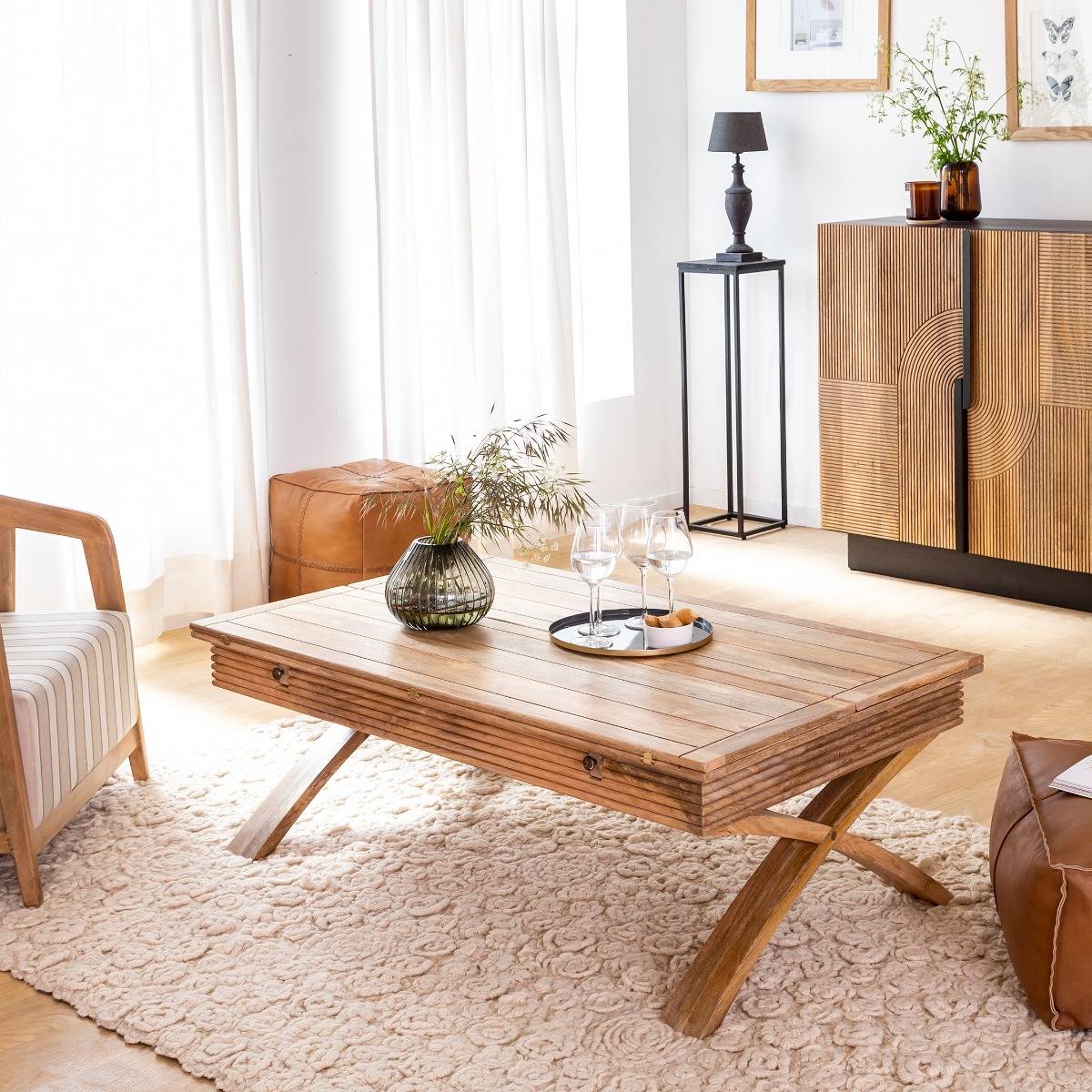 Table basse en bois de manguier LUCE bois clair, MADE IN MEUBLES 