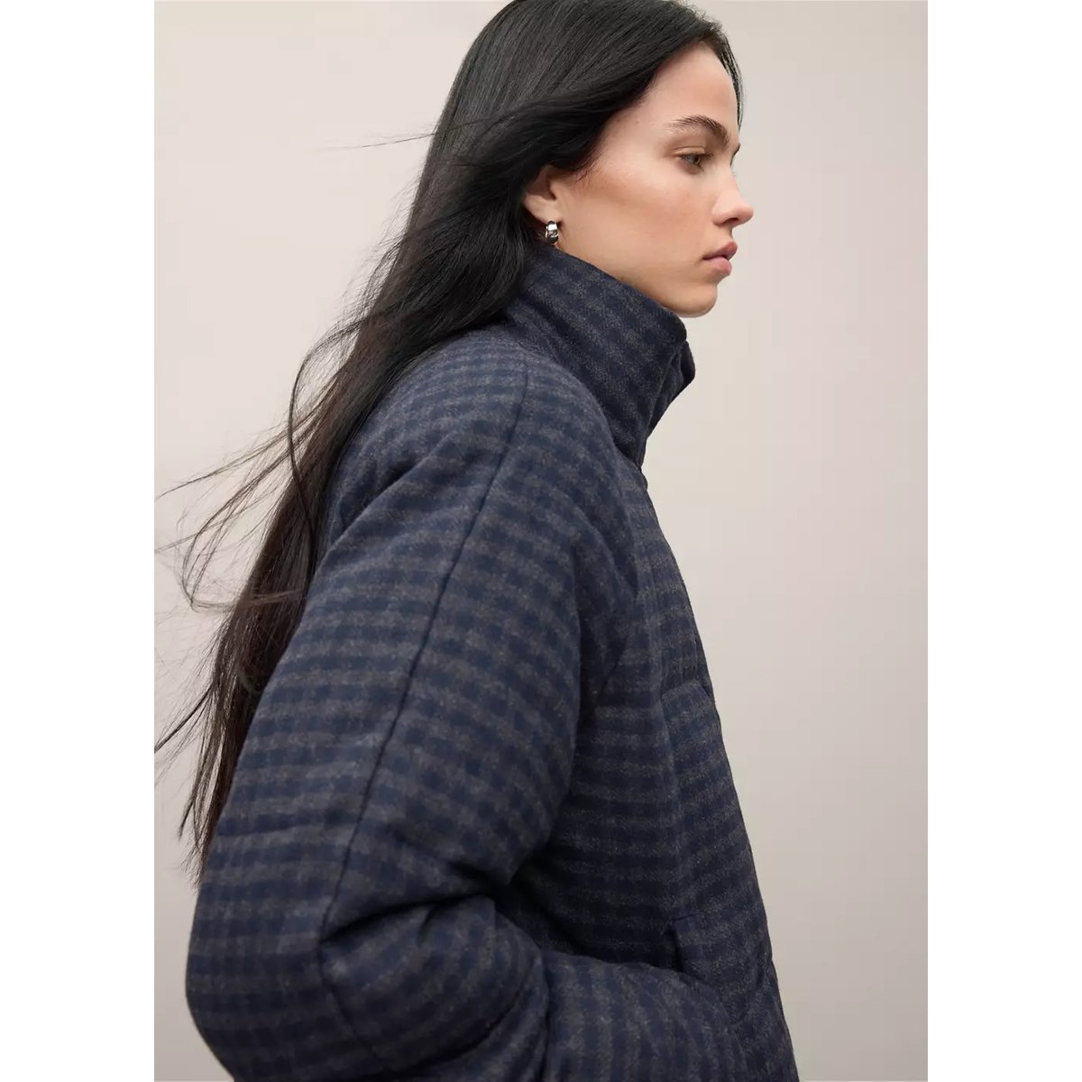Anorak matelassé carreaux bleu marine, MANGO TEEN