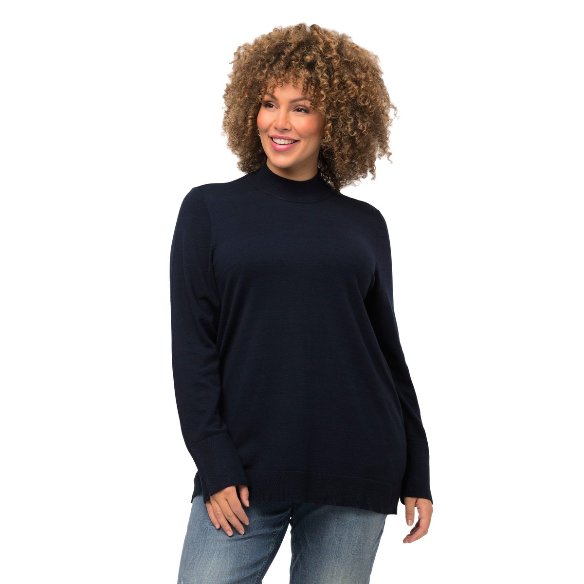 Pull col légèrement montant et marine, ULLA POPKEN