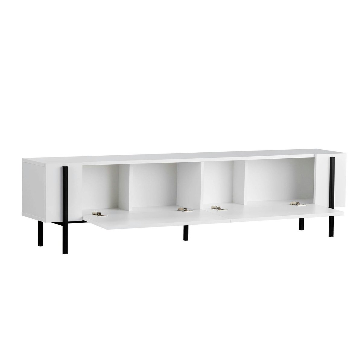 Meuble TV 2 portes 180 cm MARFA blanc - noir, PIER IMPORT