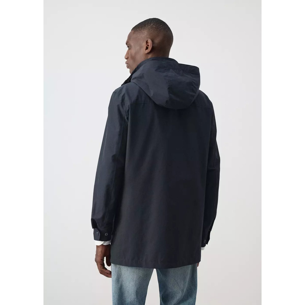 Parka capuche résistante à l’eau bleu nuit, MANGO MAN