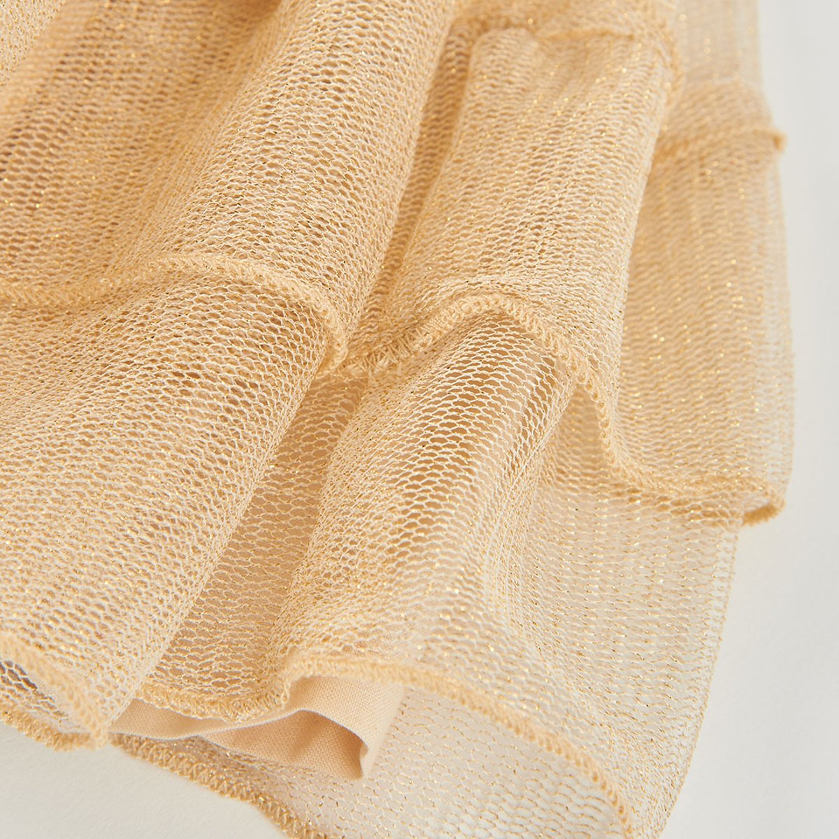 Jupe en tulle à volants beige, BOBOLI
