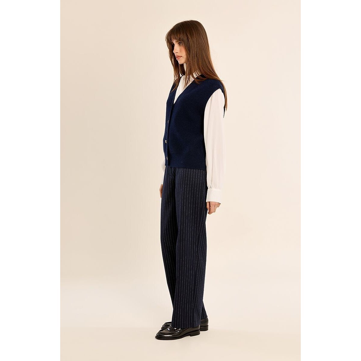 Gilet sans manches col V bleu marine, MOLLY BRACKEN