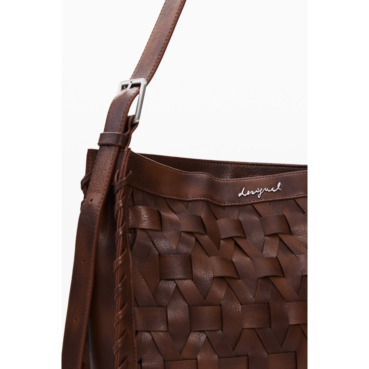 Sac moyen tressé marron, DESIGUAL