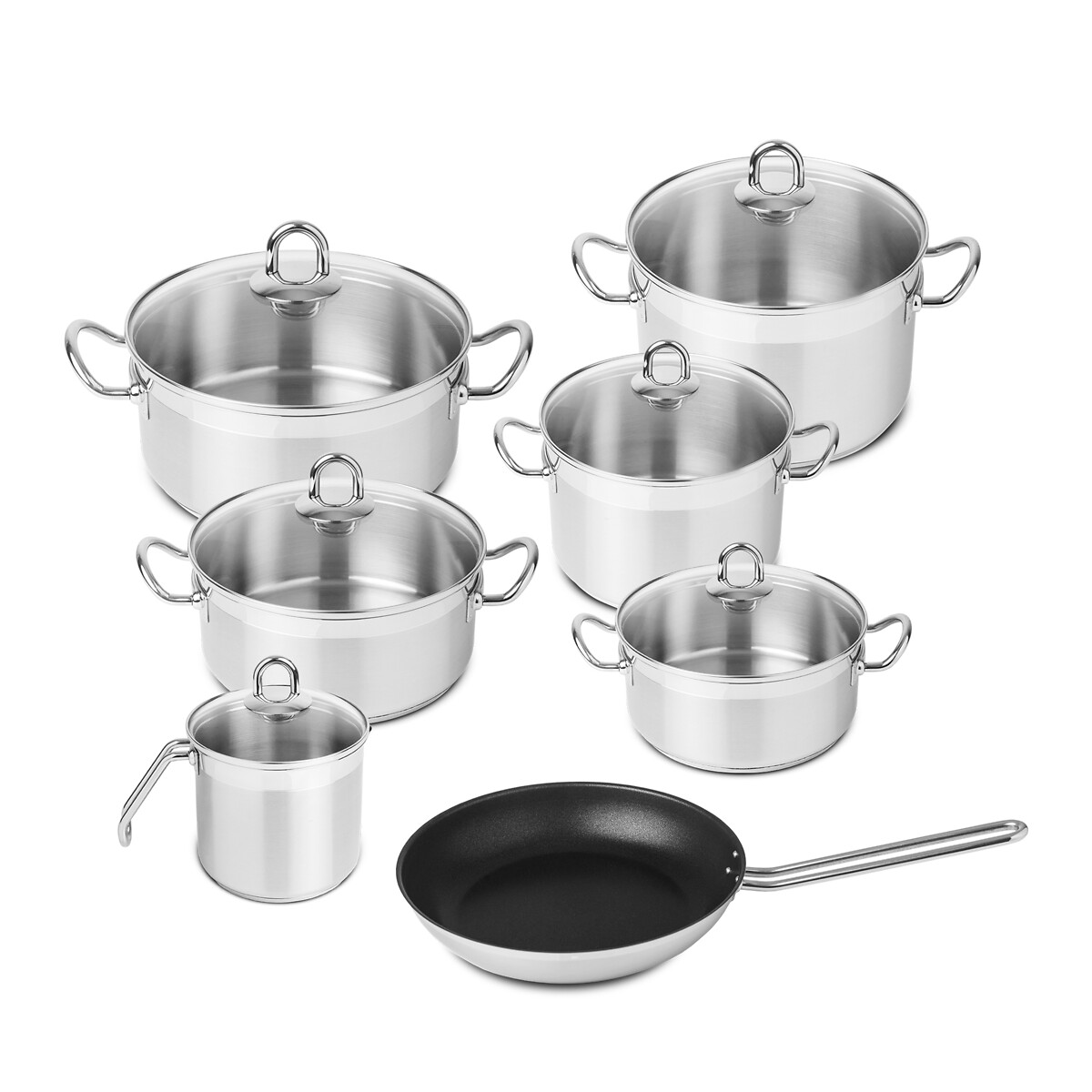 Trem de cozinha Nautilus Glass (7 peças), SILAMPOS inox, SILAMPOS