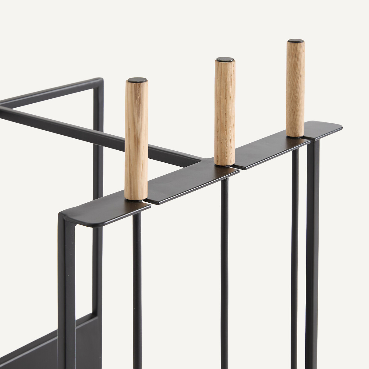 Organizador para chimenea, soporte para leña, de hierro mate, LILA negro, AM.PM