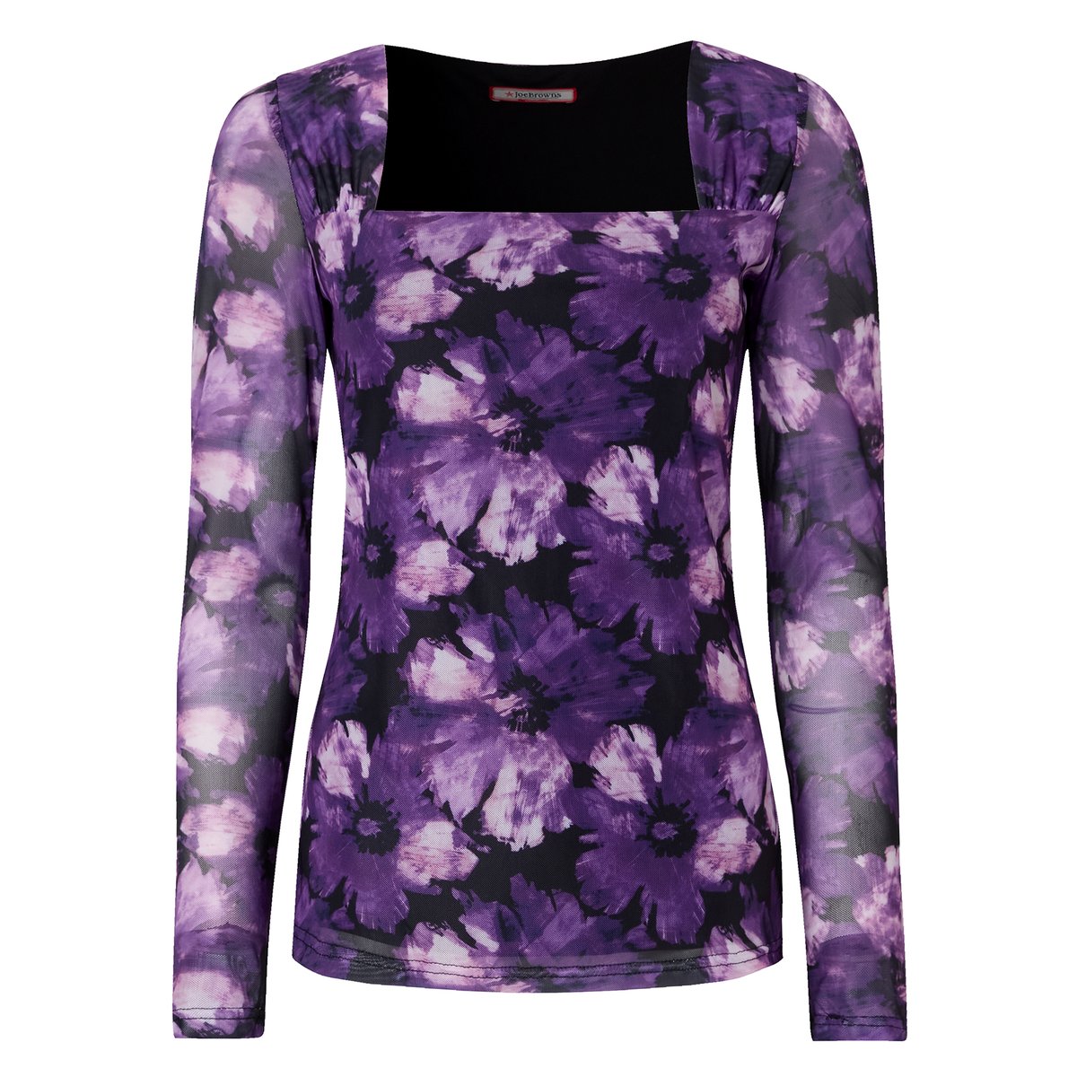 Henley en Mesh Imprimé à Encolure Carrée Jenna violet, JOE BROWNS