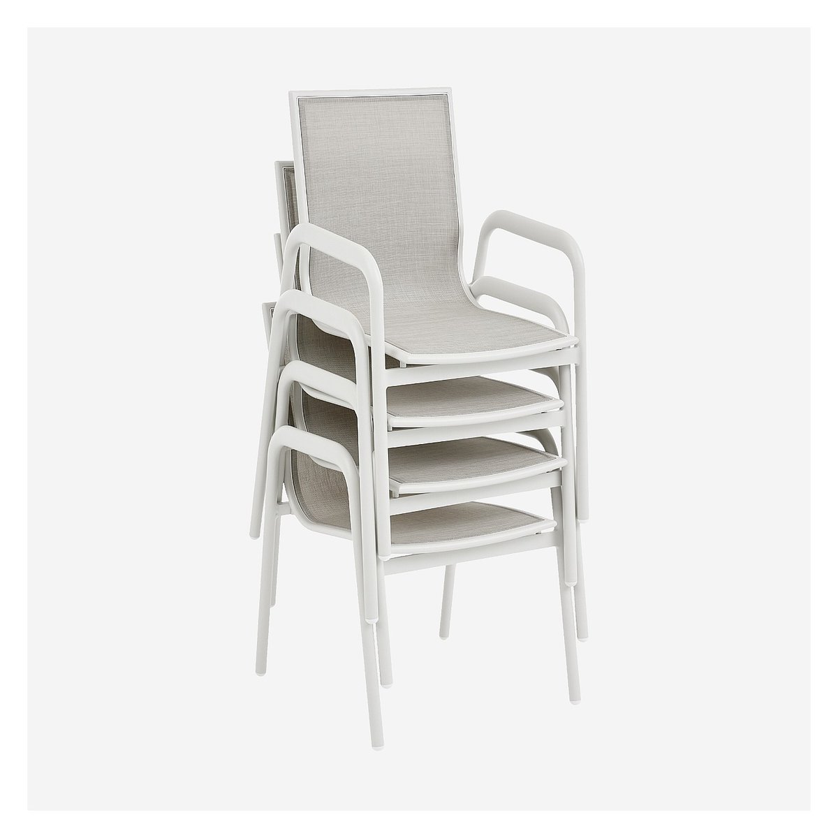 Chaise de jardin en tissu déperlant et aluminium blanc NAZARE gris clair, HABITAT