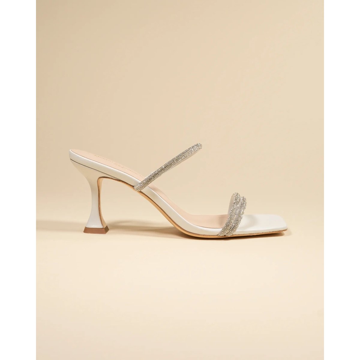 Mules à bout carré et strass TOKYO blanc, MI MAI