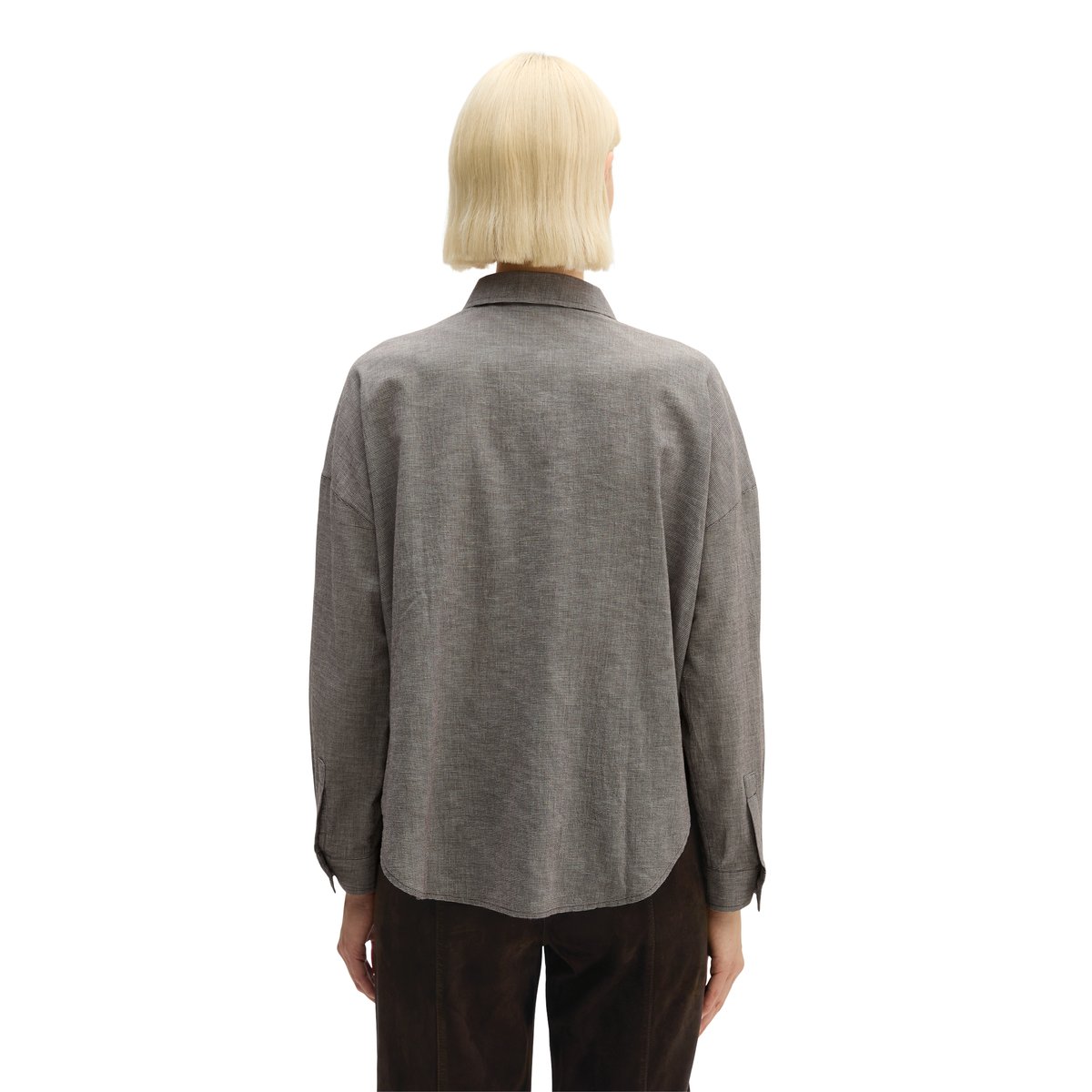 Chemisier oversize en seersucker en pur coton biologique marron, MARC O'POLO