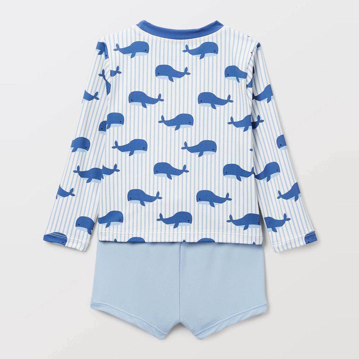Maillot de bain tee-shirt manches longues imprimé et short uni anti-UV ecru, BOUT'CHOU