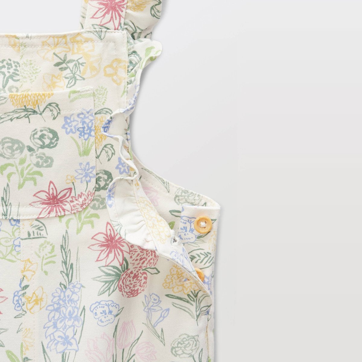 Salopette longue imprimée en coton BIO GOTS naturel, BOUT'CHOU