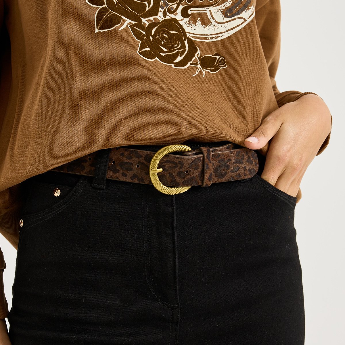 Ceinture croûte de cuir marron, GRAIN DE MALICE