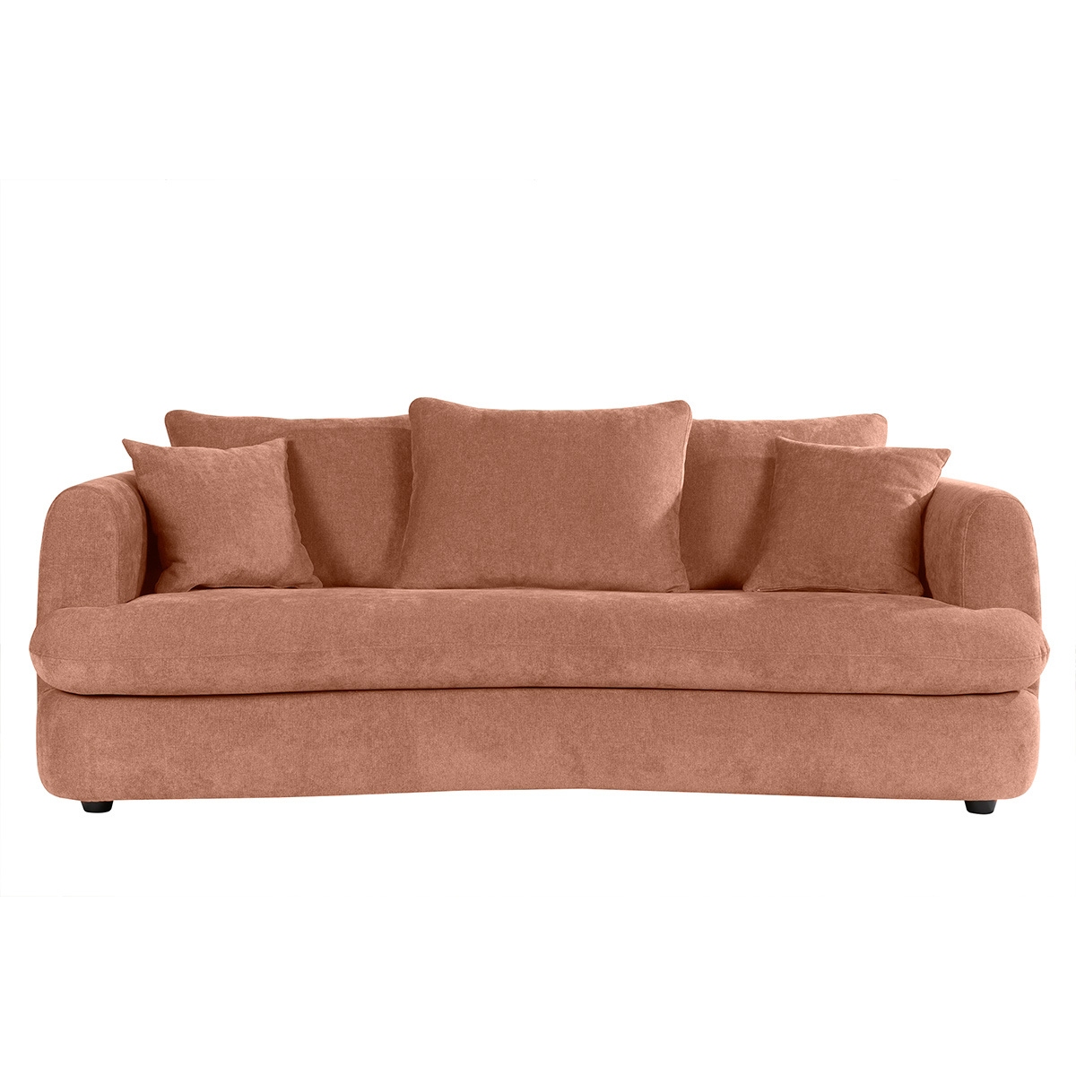 Canapé convertible déhoussable 3-4 places design haricot en tissu effet velours SACHA terra cotta, MILIBOO