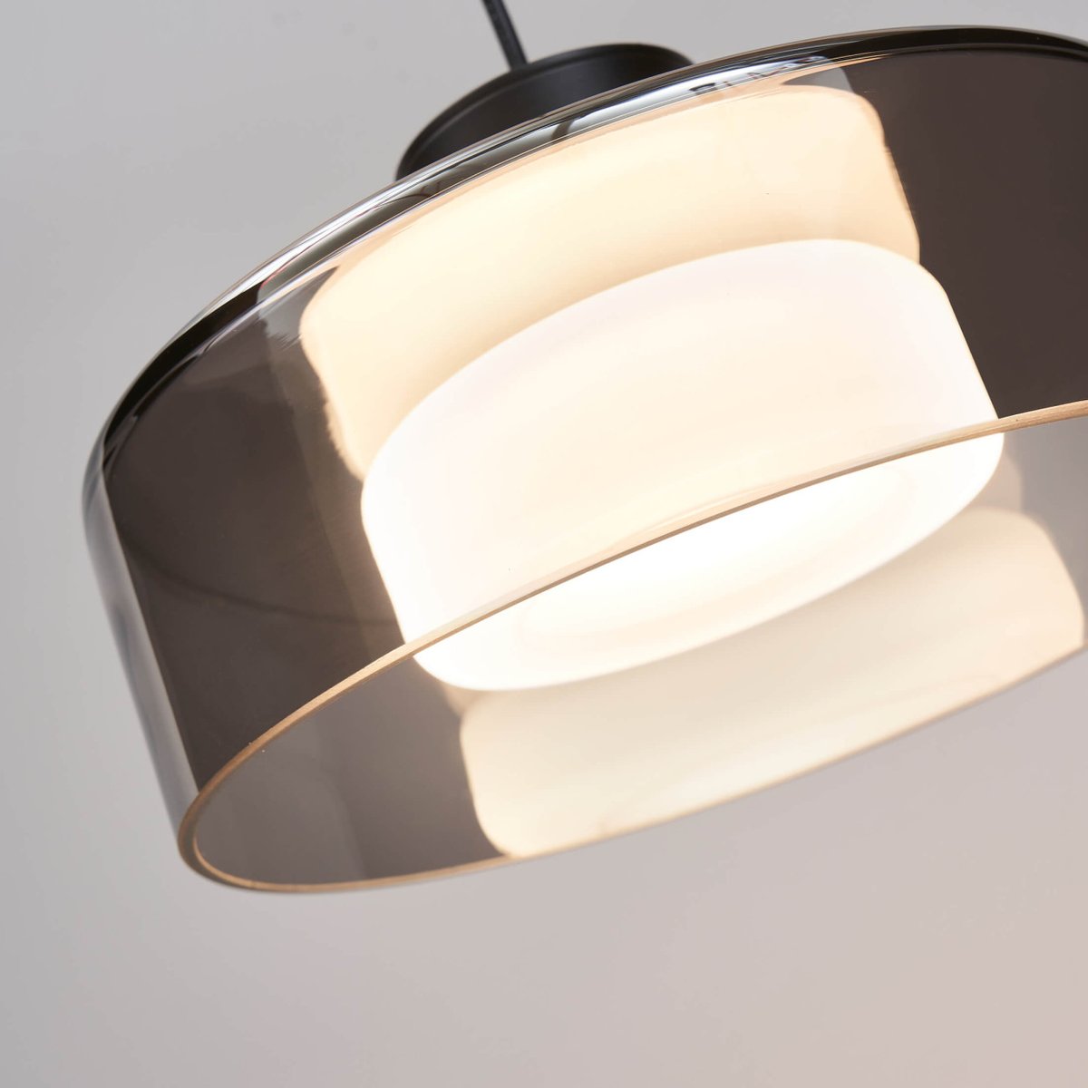 Suspension LED avec verre fumé - VALDO noir et gris fumé, KOSILUM