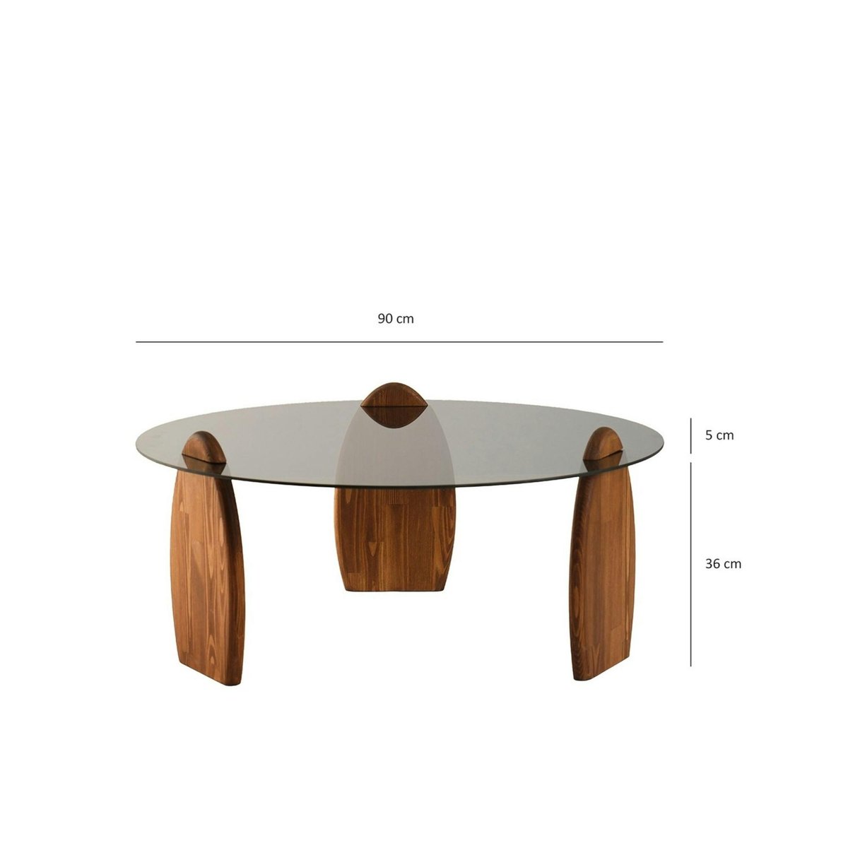 Table basse ronde en verre - 3 pieds bois ANZIO verre fumé, PIER IMPORT