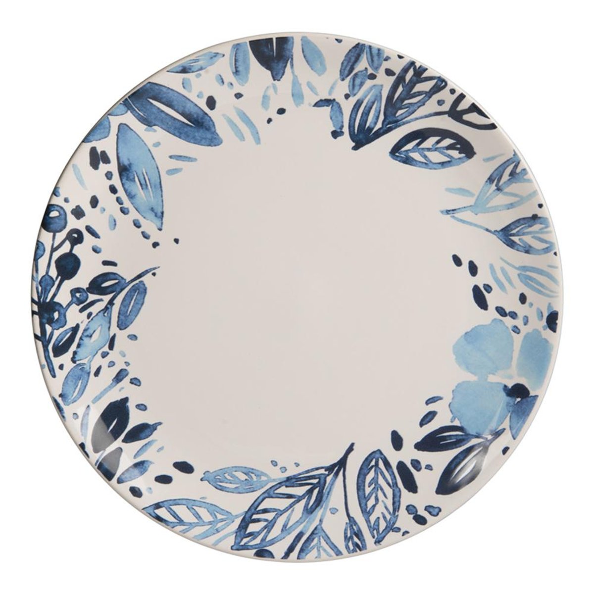 Assiette plate Jardin bleu 27 cm (lot de 6) blanc, TREND'UP