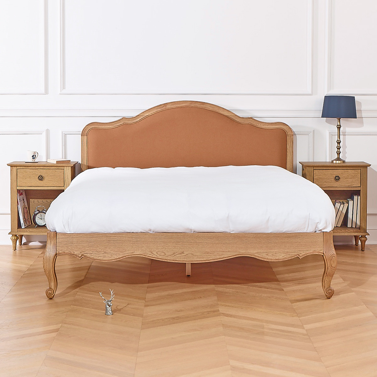 Lit deux places 160 x 200 en chêne, style shabby chic HENRY ralph tabaco, ROBIN DES BOIS