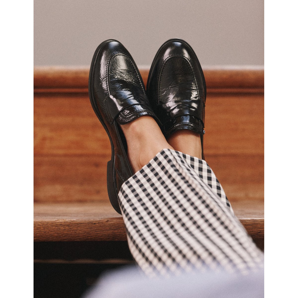 Mocassins MAKO cuir plissé noir, ODAJE