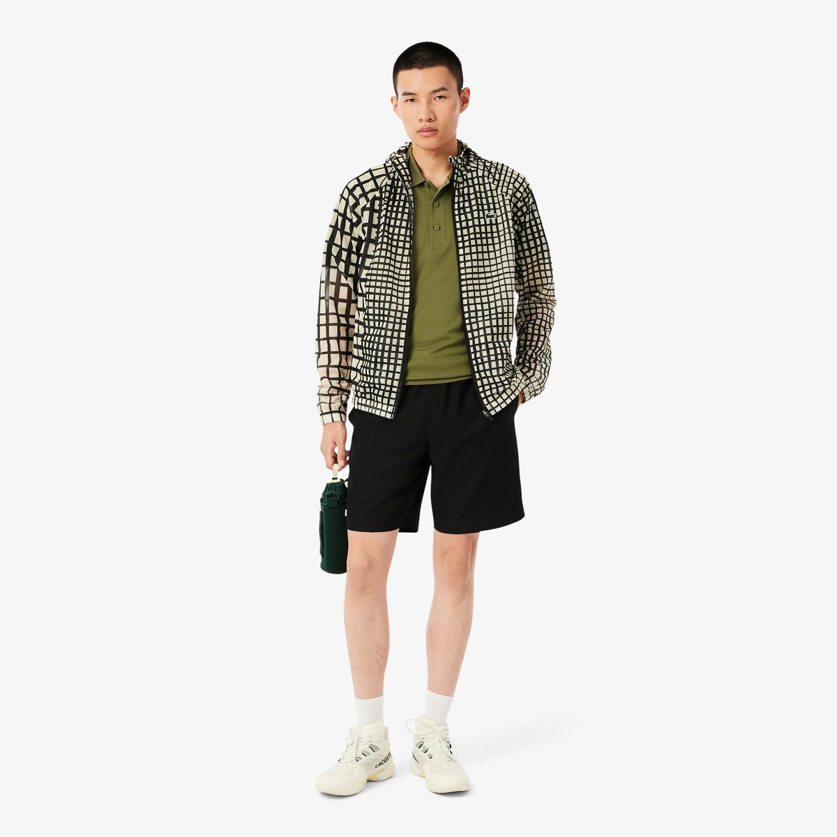 Short Sport léger taffetas diamanté noir-031, LACOSTE