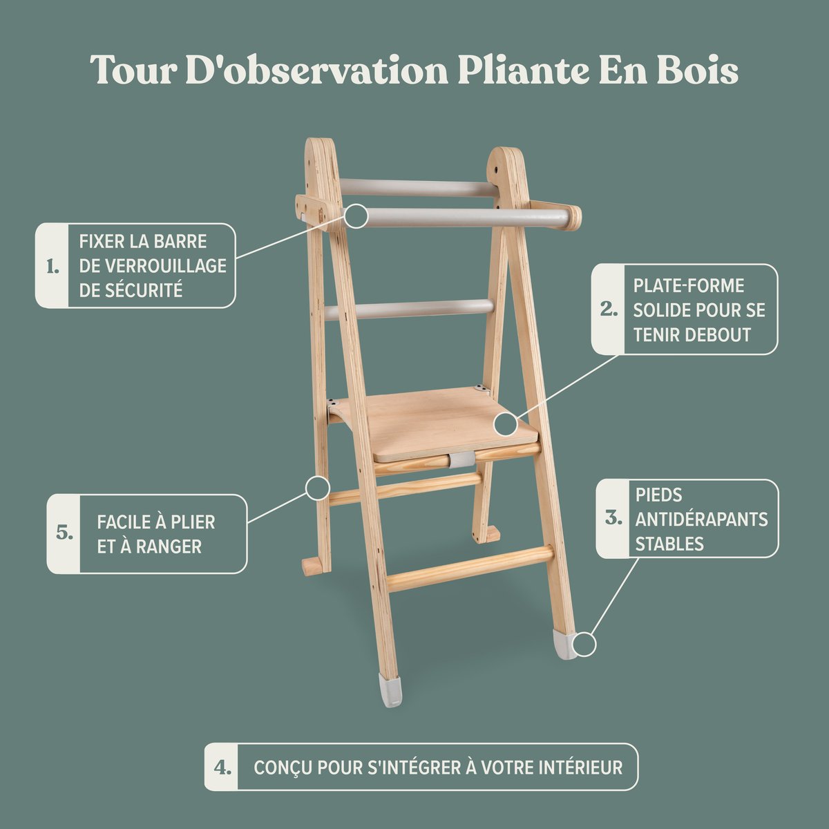 Tour d'apprentissage pliable marron - blanc, ACTIVE TOTS