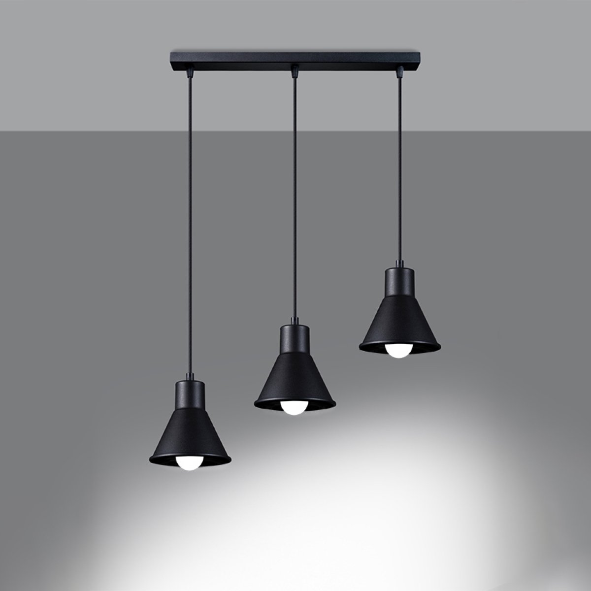 Suspension Acier Noir E27 3 Taleja noir, EDEN