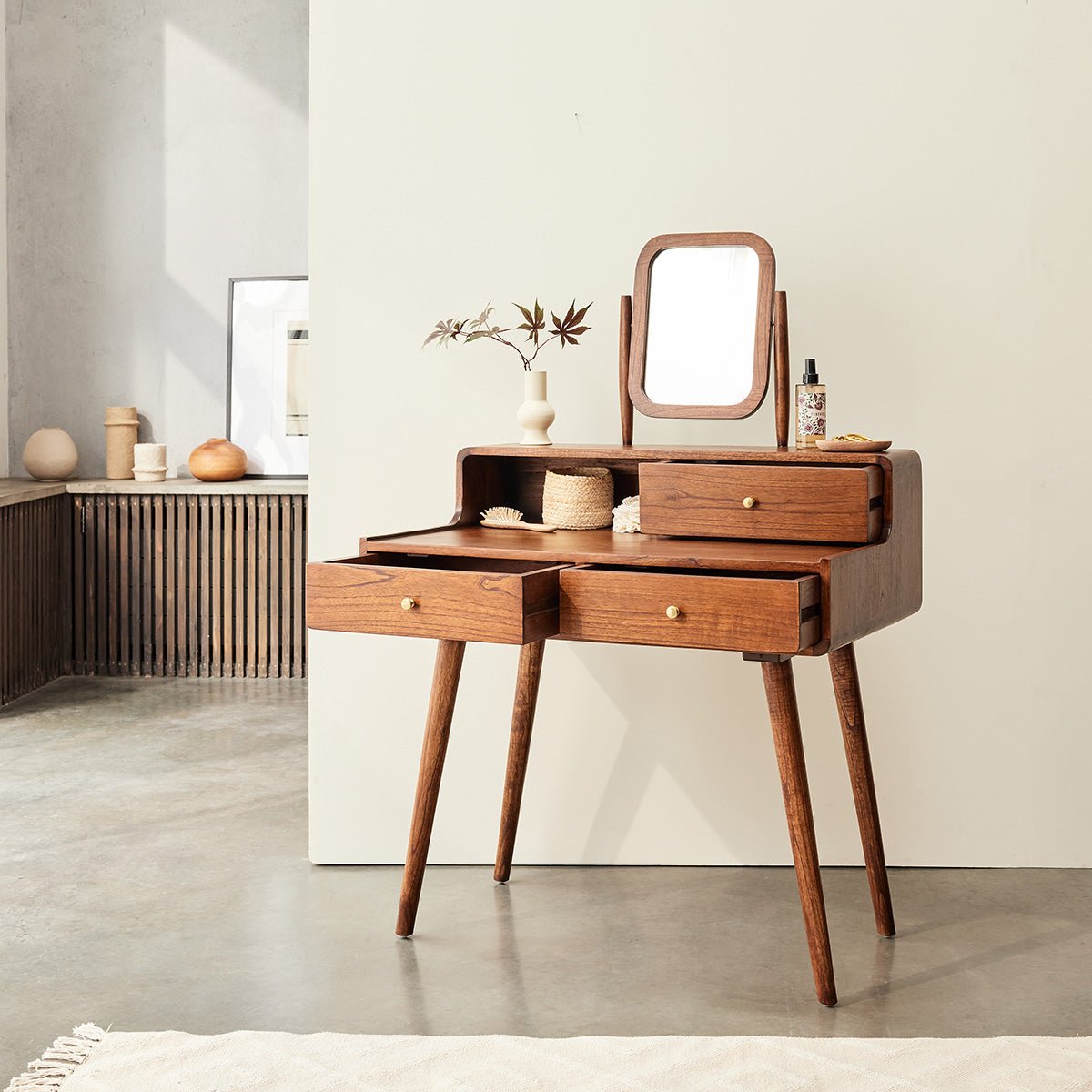 Coiffeuse en bois massif VINTAGE marron, BERAH GETAH