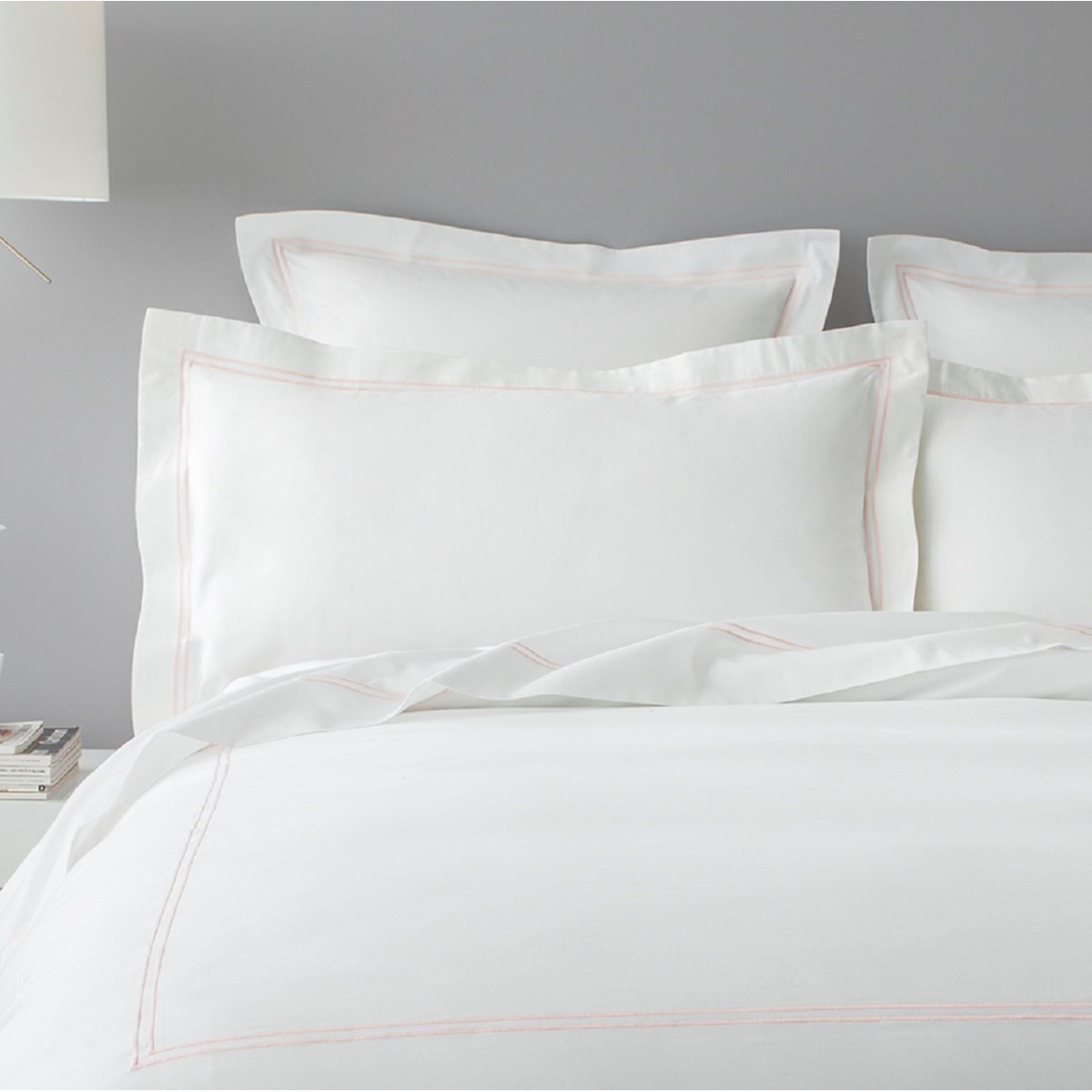 Drap plat satin de coton égyptien ELEGANCE rose pâle, MPC MAISON