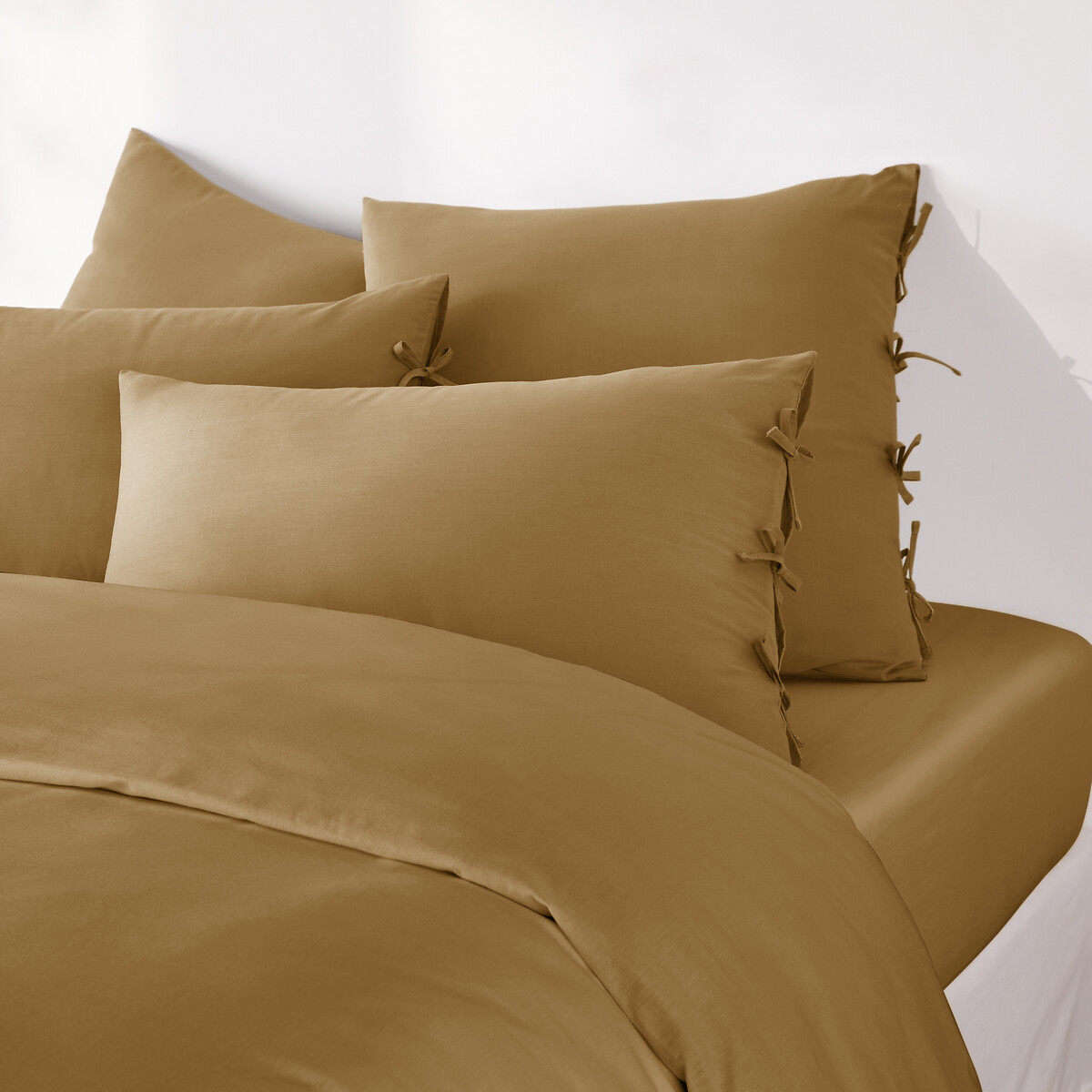 Funda de almohada anudada de algodón liso, Scenario bronce , LA REDOUTE INTERIEURS