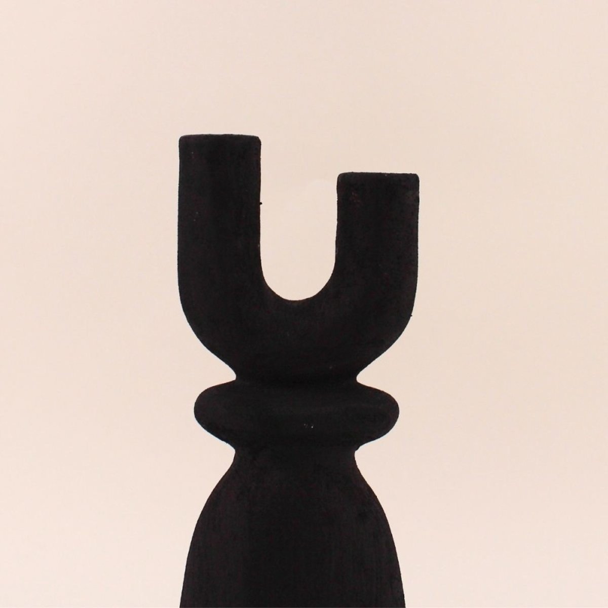 Bougeoir en Y en grès 29cm noir, ORNAMI