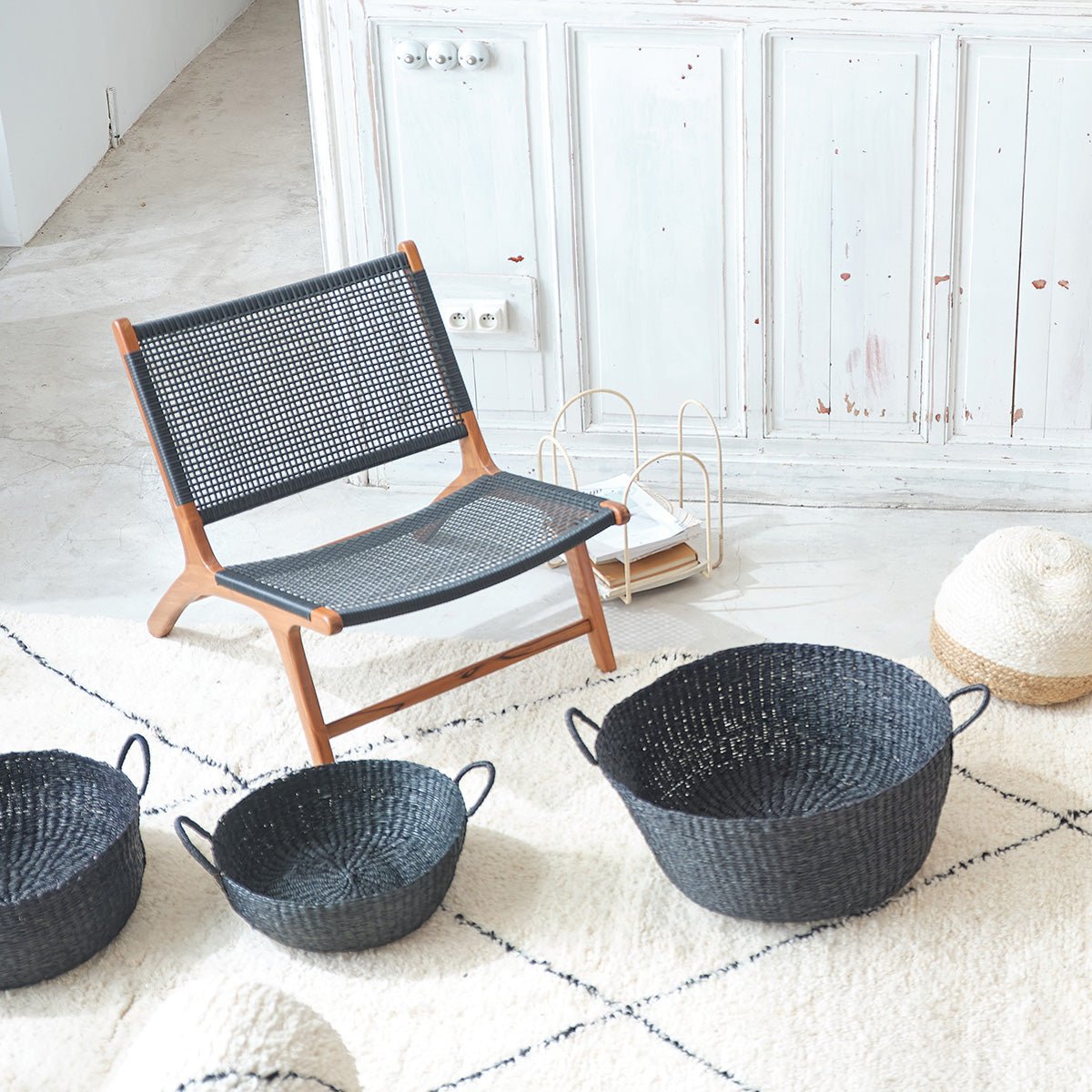 Fauteuil en teck massif et tissage  LINA marron, BERAH GETAH