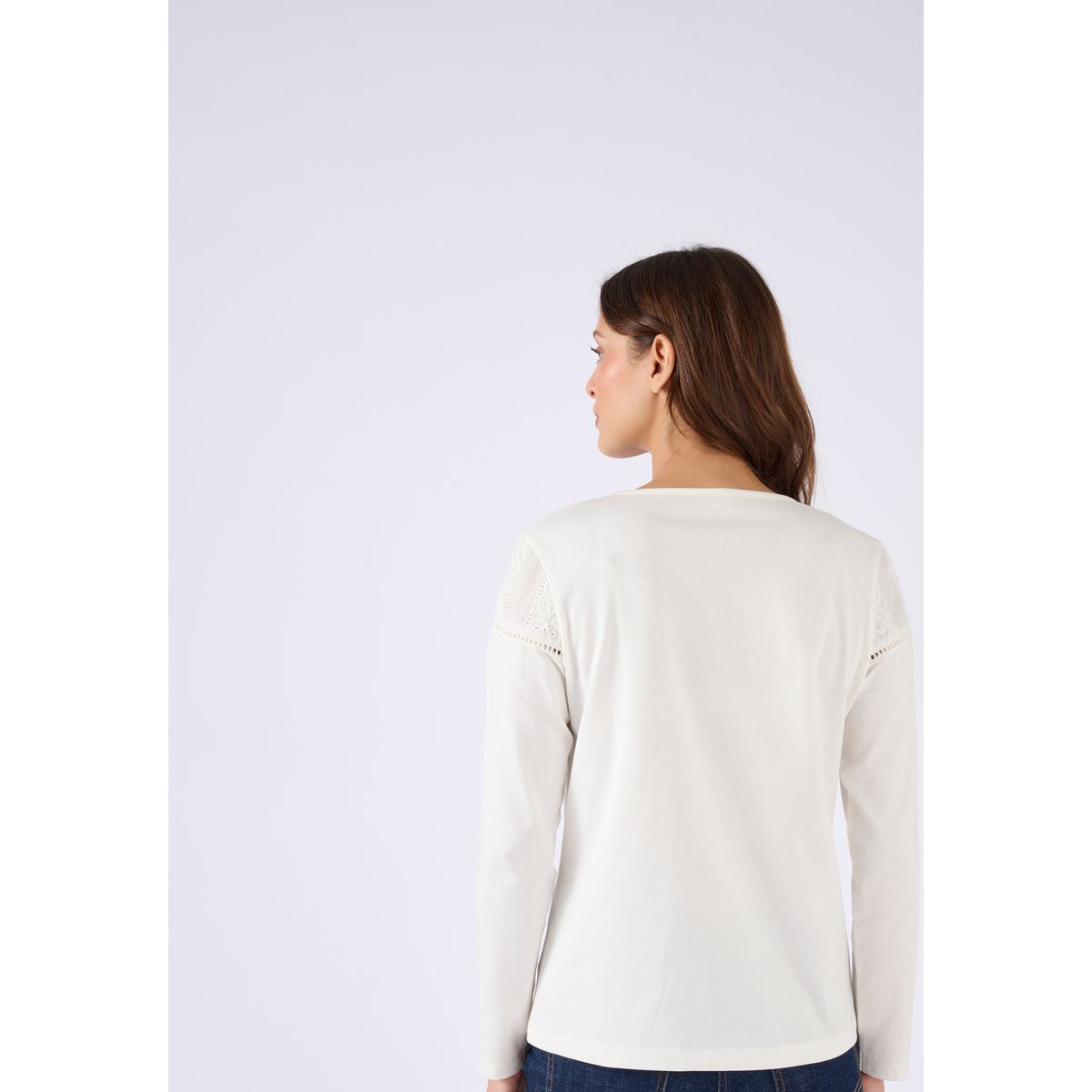T-shirt bi-matière blanc cassé, DAMART