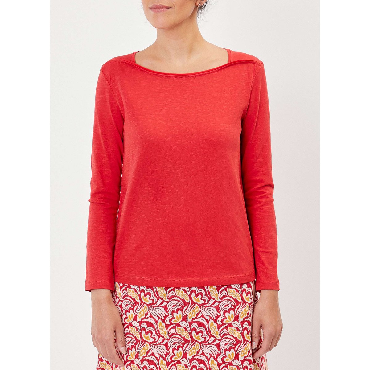 T-shirt coton bio col bateau GONDA rouge brique, LA FIANCÉE