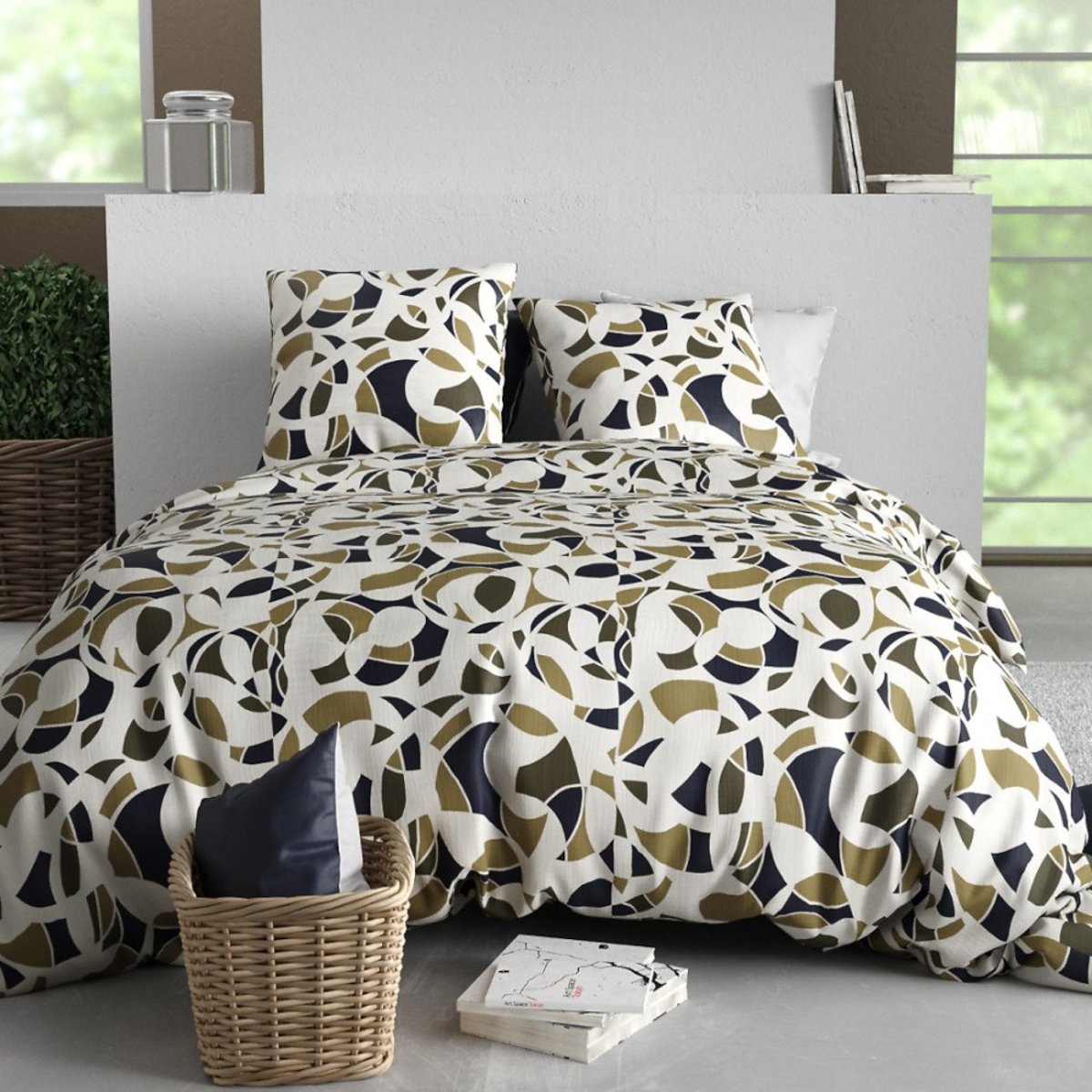 Housse De Couette 100% Coton 57 Fils + 2 Taies D'oreiller multicolore, DECORATIE