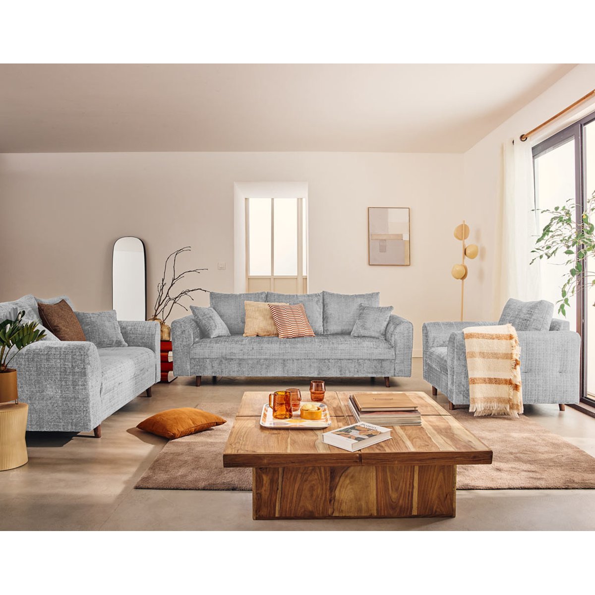 Canapé fixe 3 places - RUNE gris, BEST MOBILIER