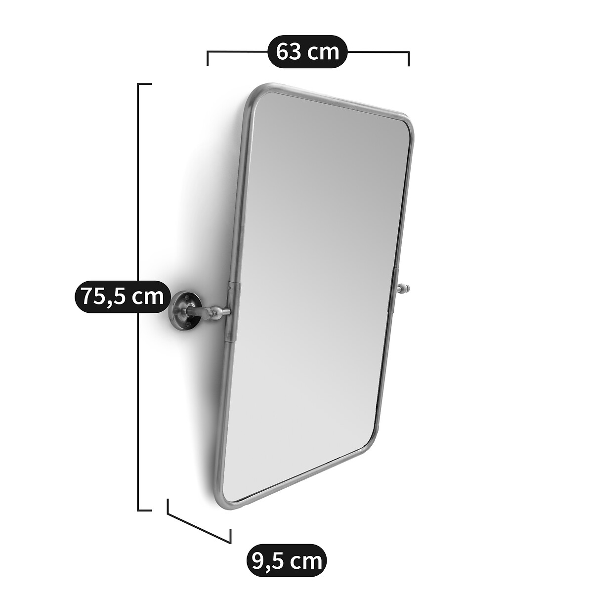 Miroir rectangulaire pivotant H75,5 cm, Cassandre laiton, AM.PM