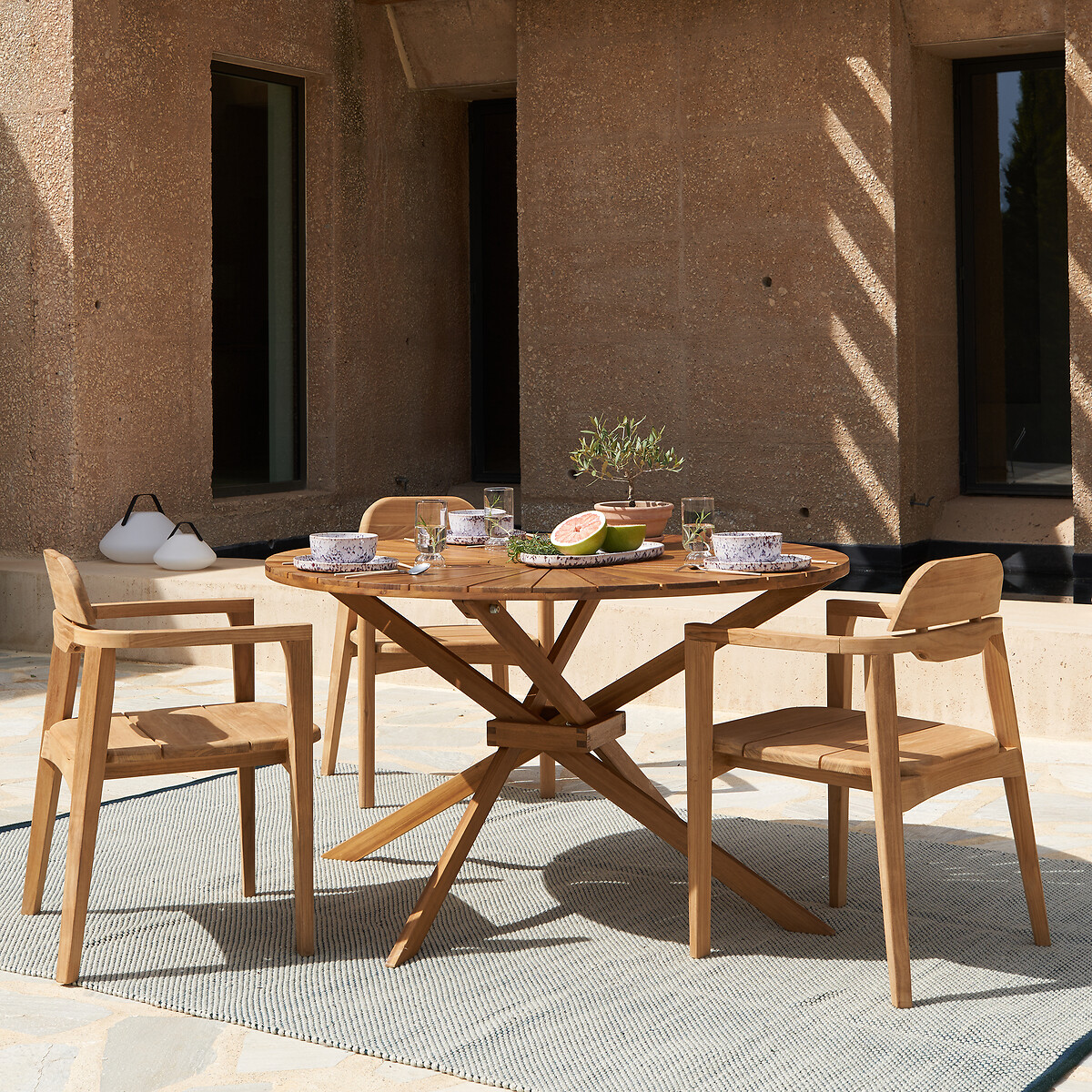 Table de jardin ronde, en acacia, 6 personnes, JAKTA naturel, AM.PM