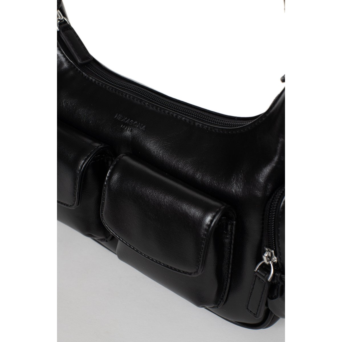 Sac porté épaule 1 anse JADE noir, HEXAGONA