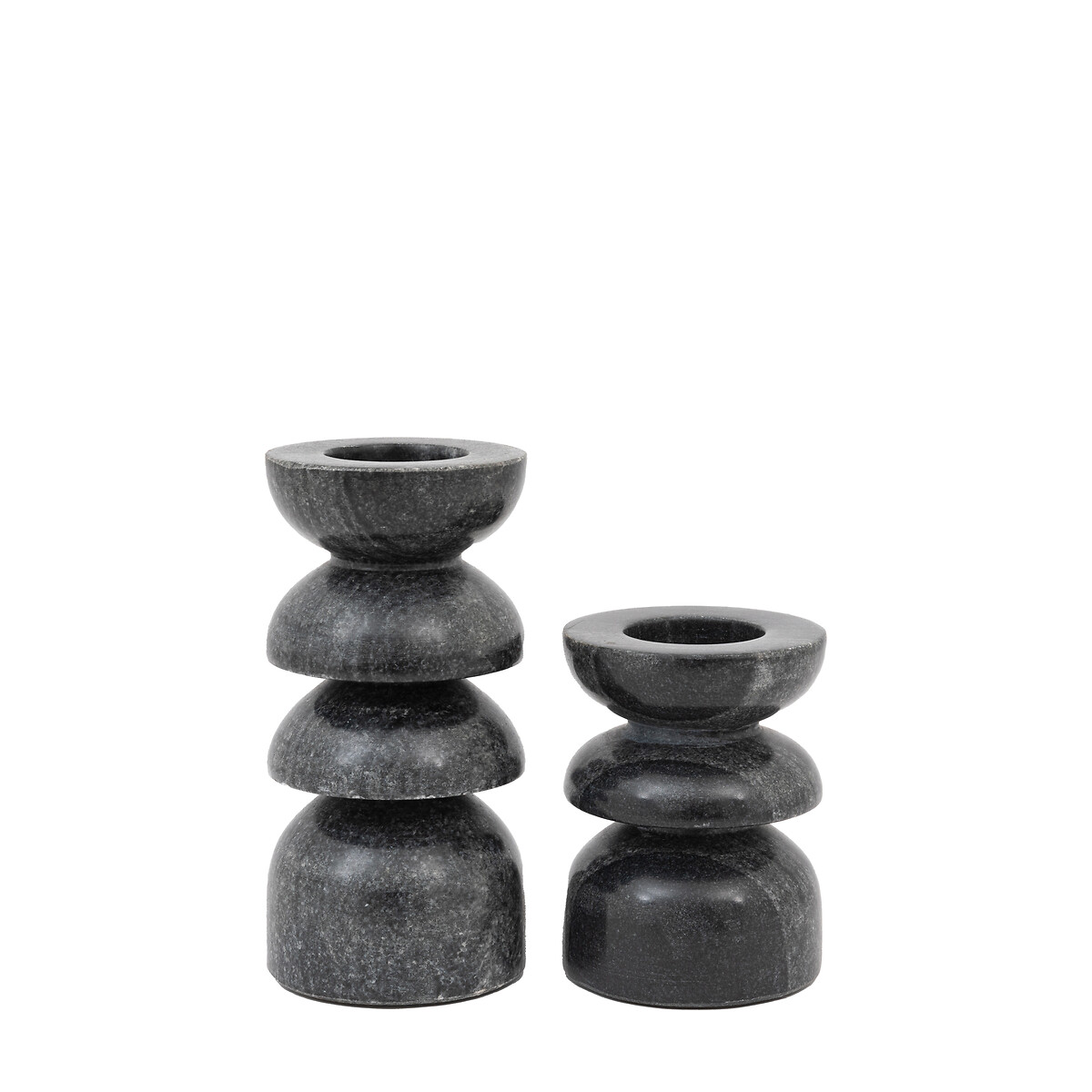 Set of 2 Azuaga Marble Candlesticks grey, ÉDITÉ