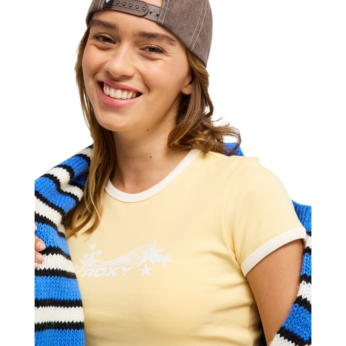 T-shirt ajusté à manches courtes LADIE POP. jaune golden haze, ROXY