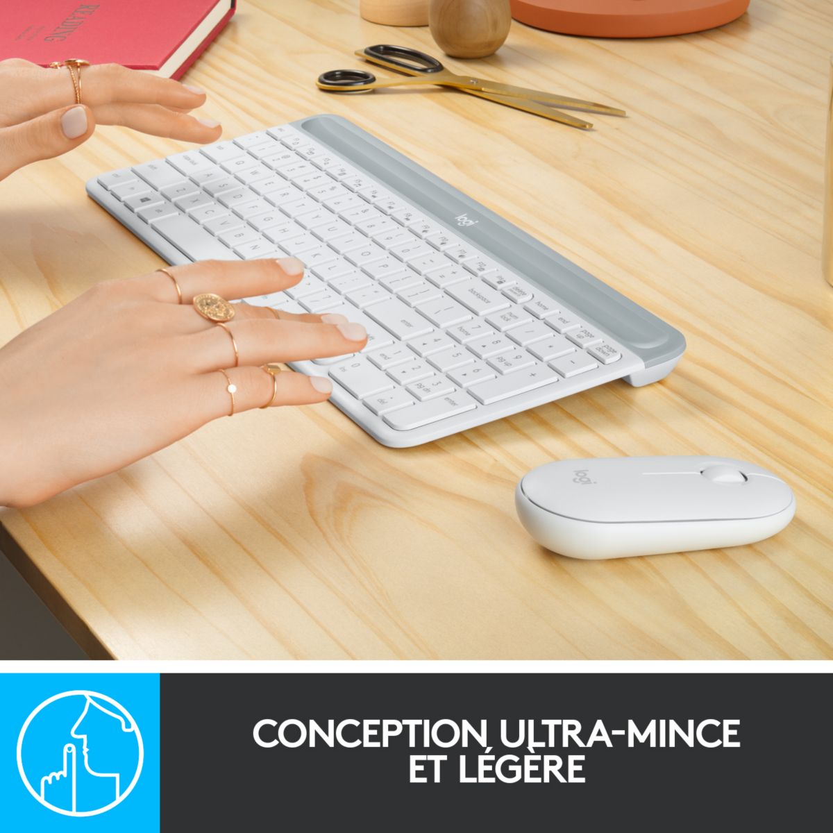 Clavier + Souris MK470 Blanc blanc, LOGITECH