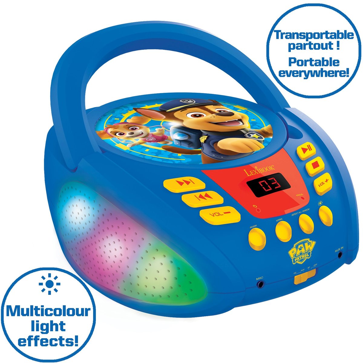 Lecteur CD Bluetooth La Pat’ Patrouille bleu, LEXIBOOK