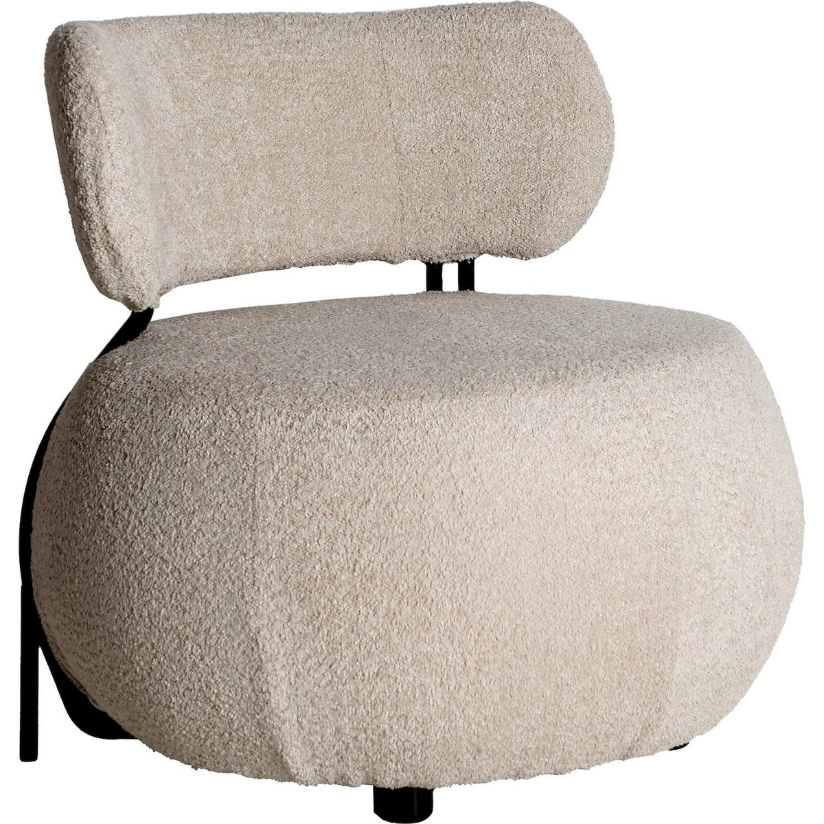 Fauteuil en tissu bouclette style art déco blanc bouclé et noir profond, RECOLLECTION