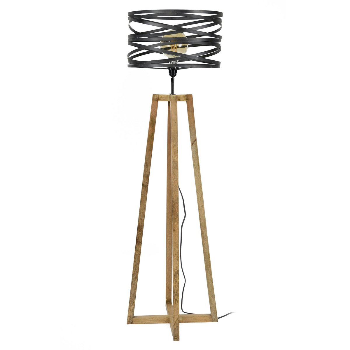 Lampadaire moderne effet ruban pieds bois naturel RALF bois naturel, PIER IMPORT