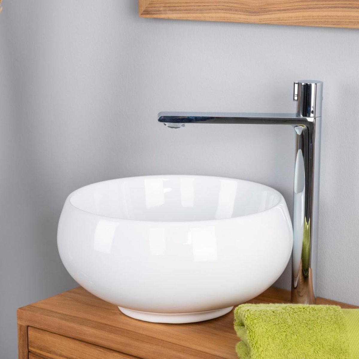 Petite vasque en céramique ronde 31 cm OPIUM blanc, WANDA COLLECTION