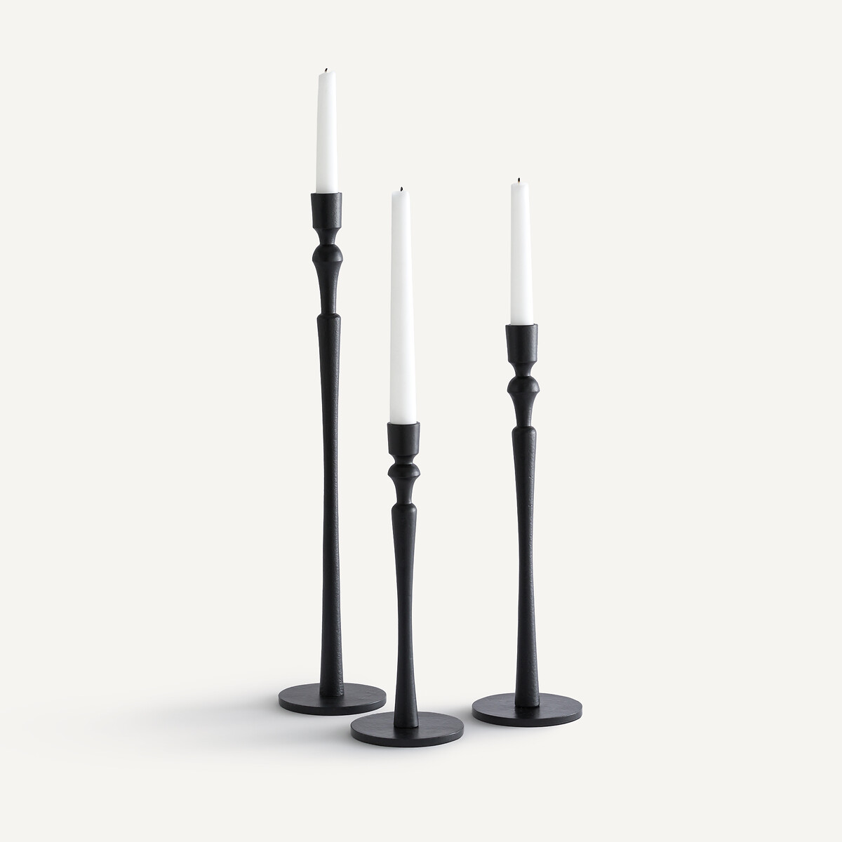 3er-Set Kerzenständer Elans, Aluminiumguss schwarz, AM.PM