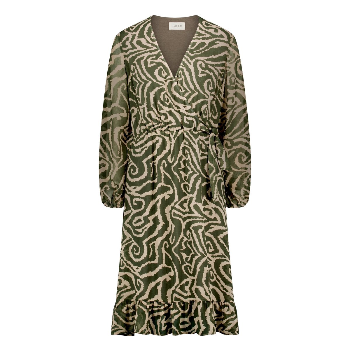 Robe en chiffon à motifs khaki/cream, CARTOON