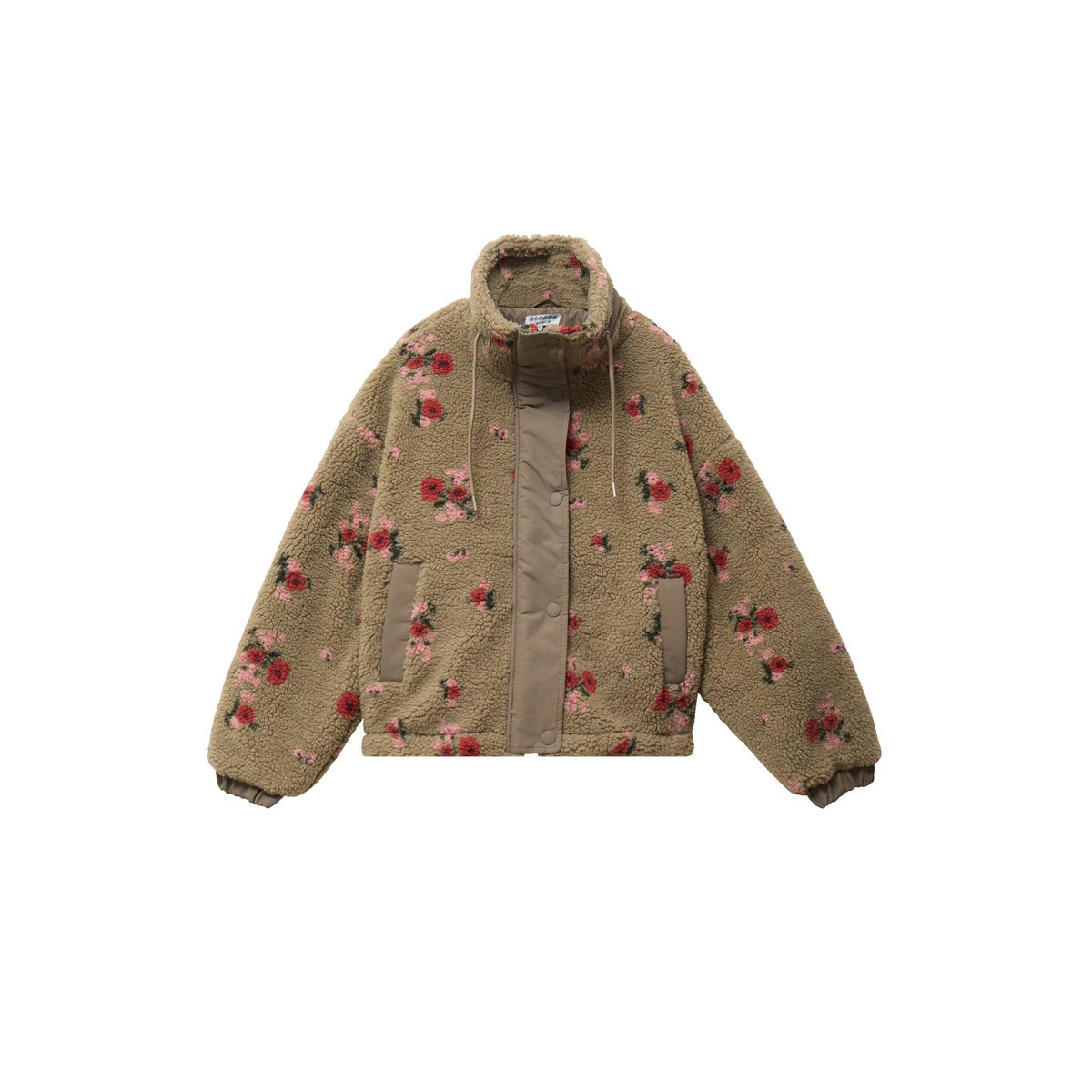 Blouson oversize sherpa col montant vert, BONOBO